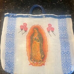 Virgin Mary Blue and White Tote Bag